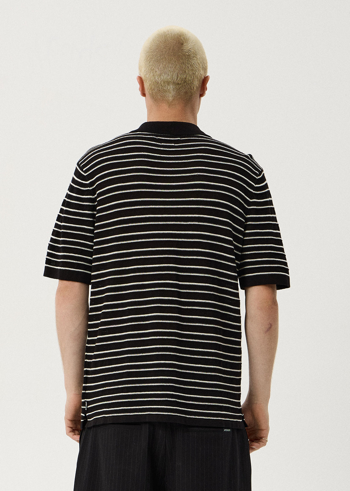 AFENDS Mens Club - Knit Polo Shirt - Black / White