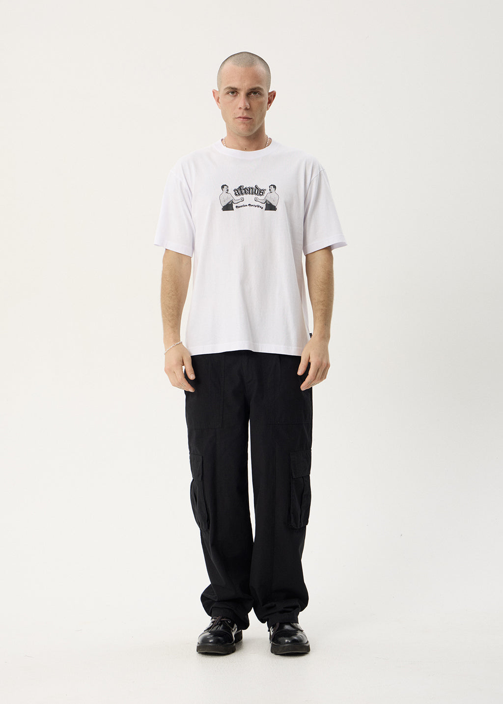 AFENDS Mens Stick Em Up - Boxy Tee - White