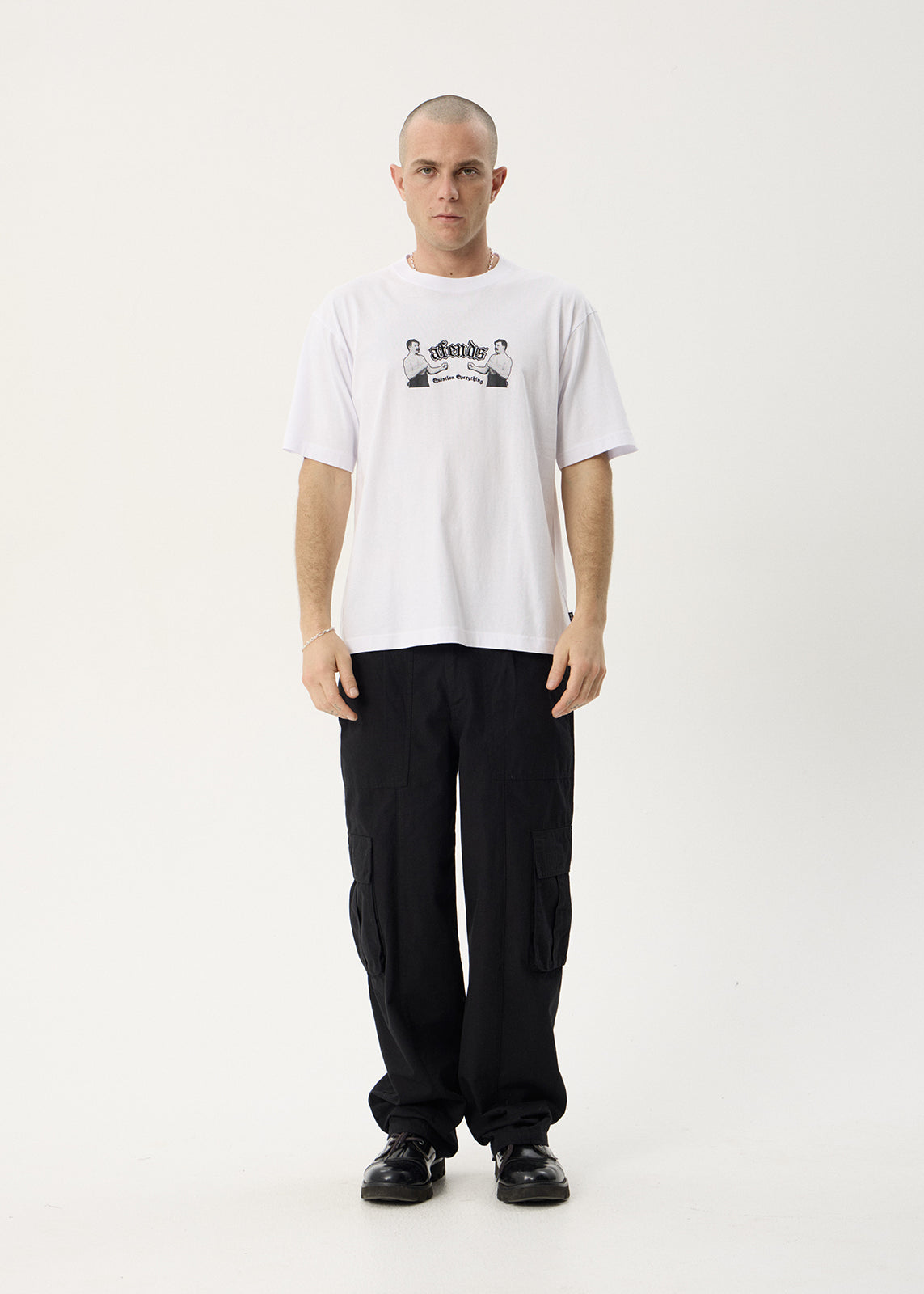 AFENDS Mens Stick Em Up - Boxy Tee - White