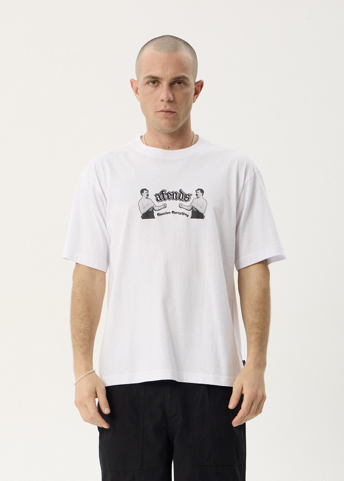 AFENDS Mens Stick Em Up - Boxy Tee - White
