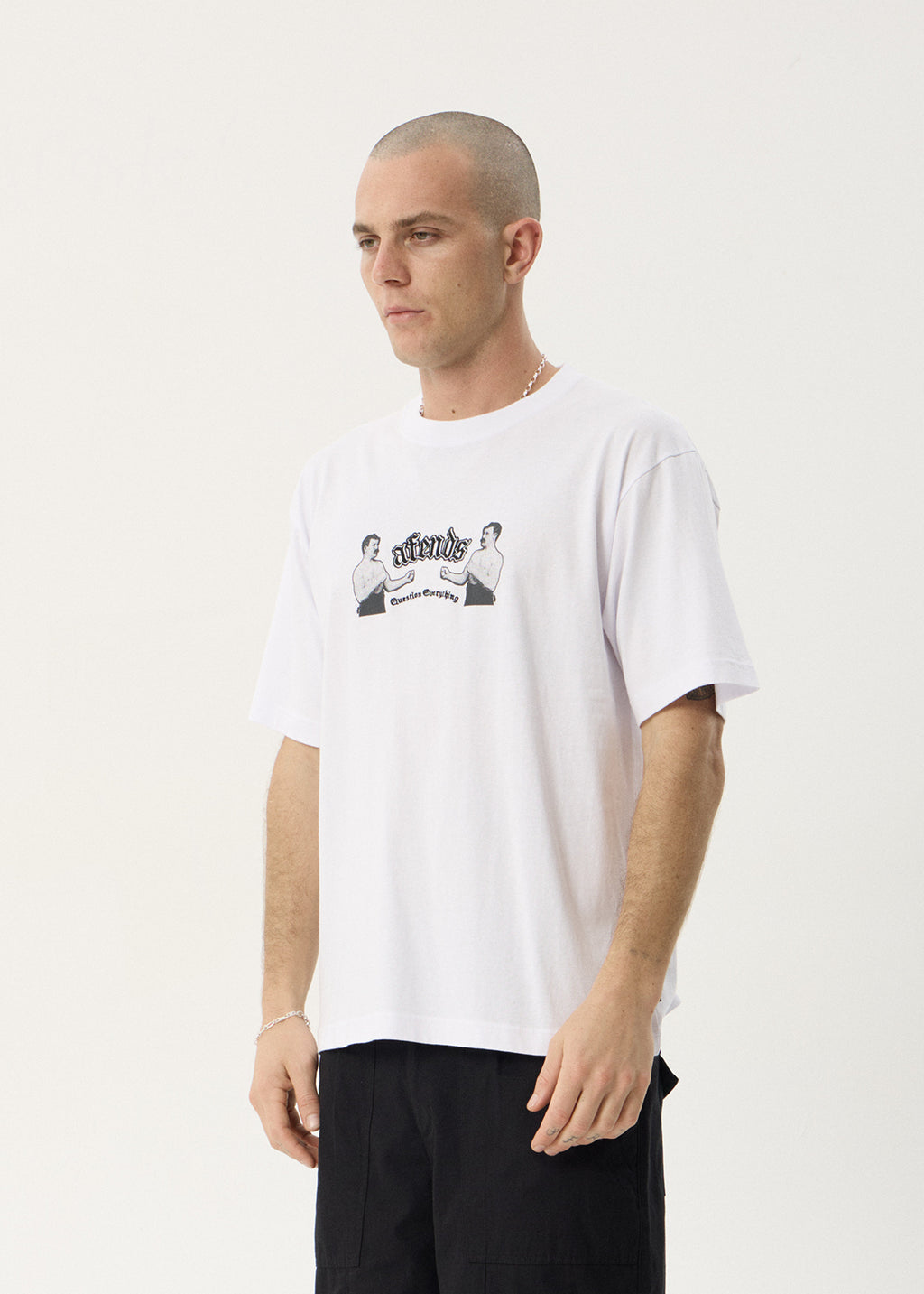 AFENDS Mens Stick Em Up - Boxy Tee - White