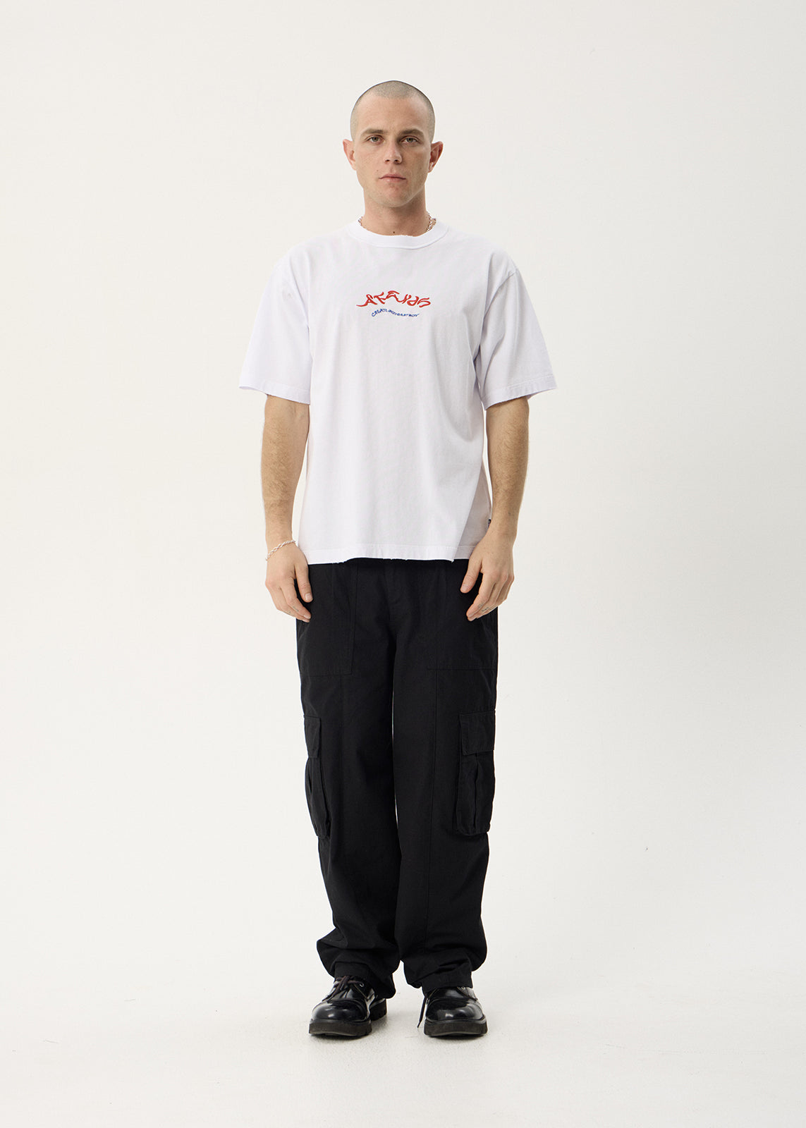 AFENDS Mens Consider - Heavyweight Boxy Tee - White