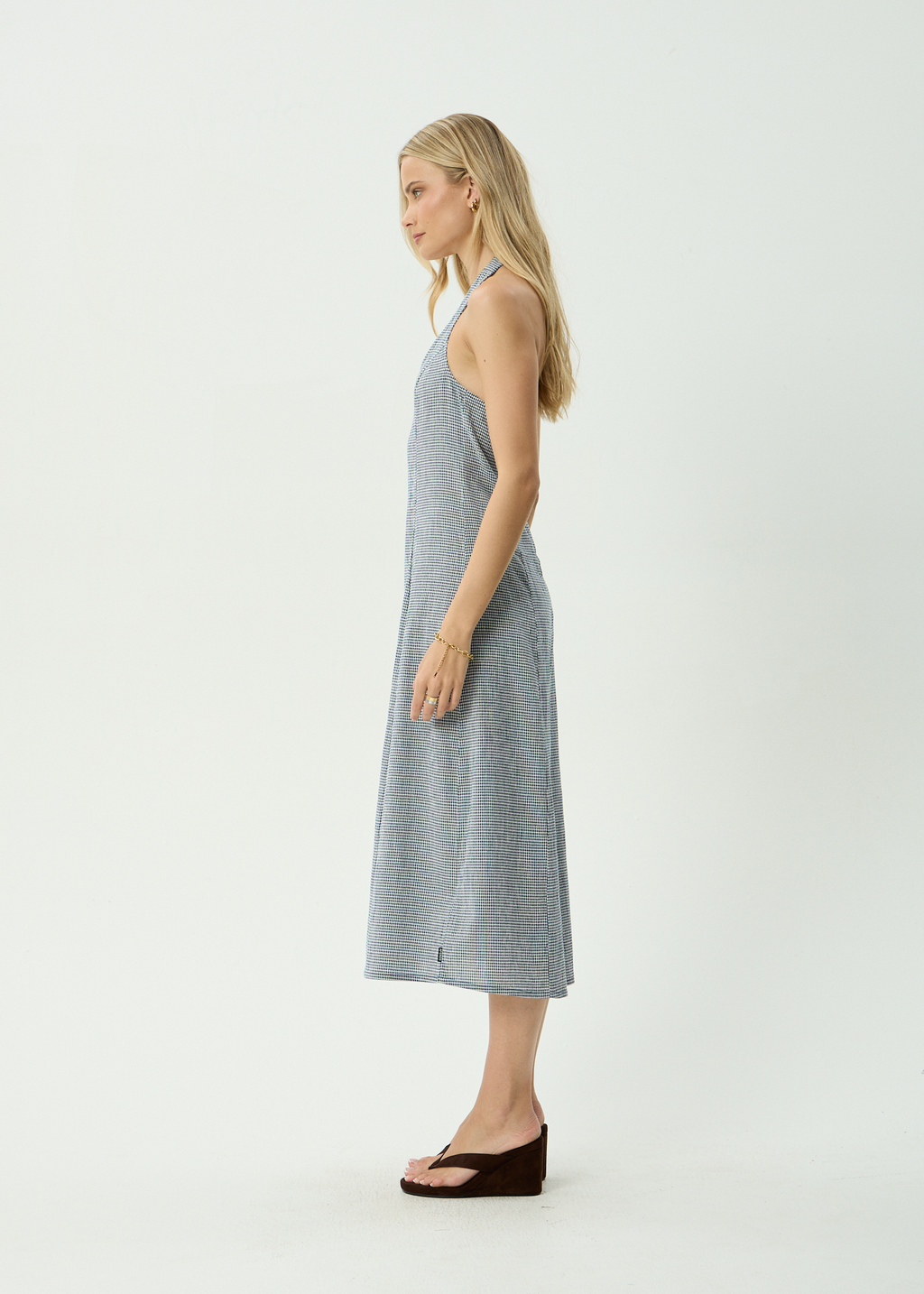 AFENDS Womens Maya - Maxi Dress - Indy Navy Check
