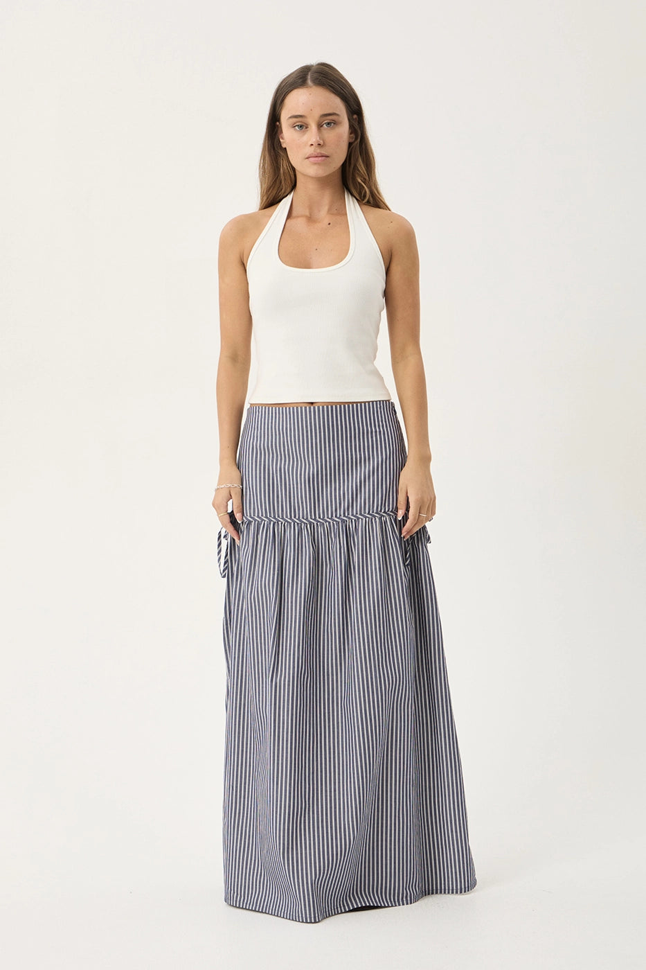AFENDS Womens Nadia - Maxi Skirt - Navy Stripe