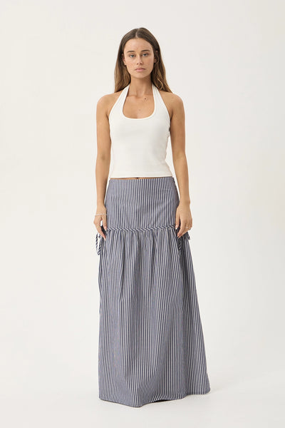 AFENDS Womens Nadia - Maxi Skirt - Navy Stripe