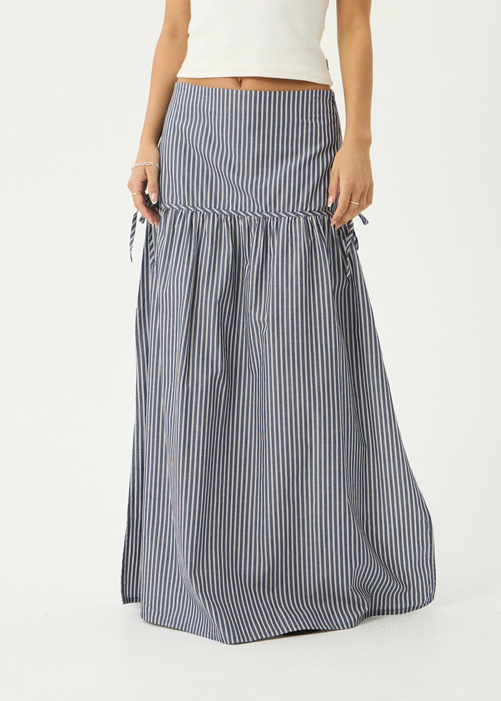 AFENDS Womens Nadia - Maxi Skirt - Navy Stripe