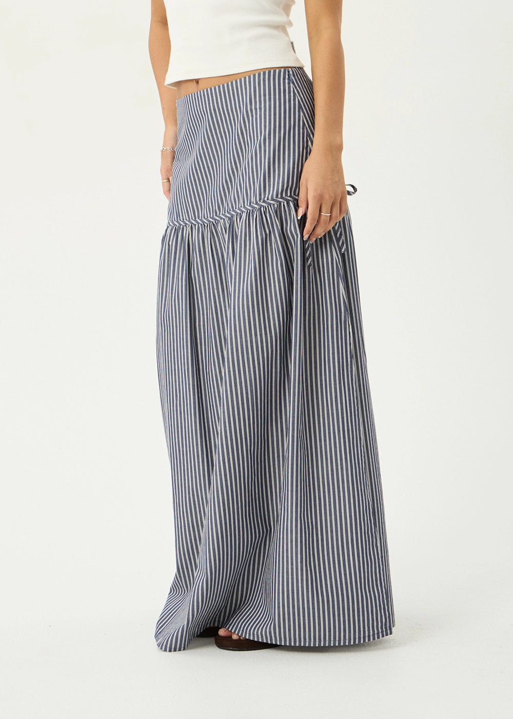 AFENDS Womens Nadia - Maxi Skirt - Navy Stripe
