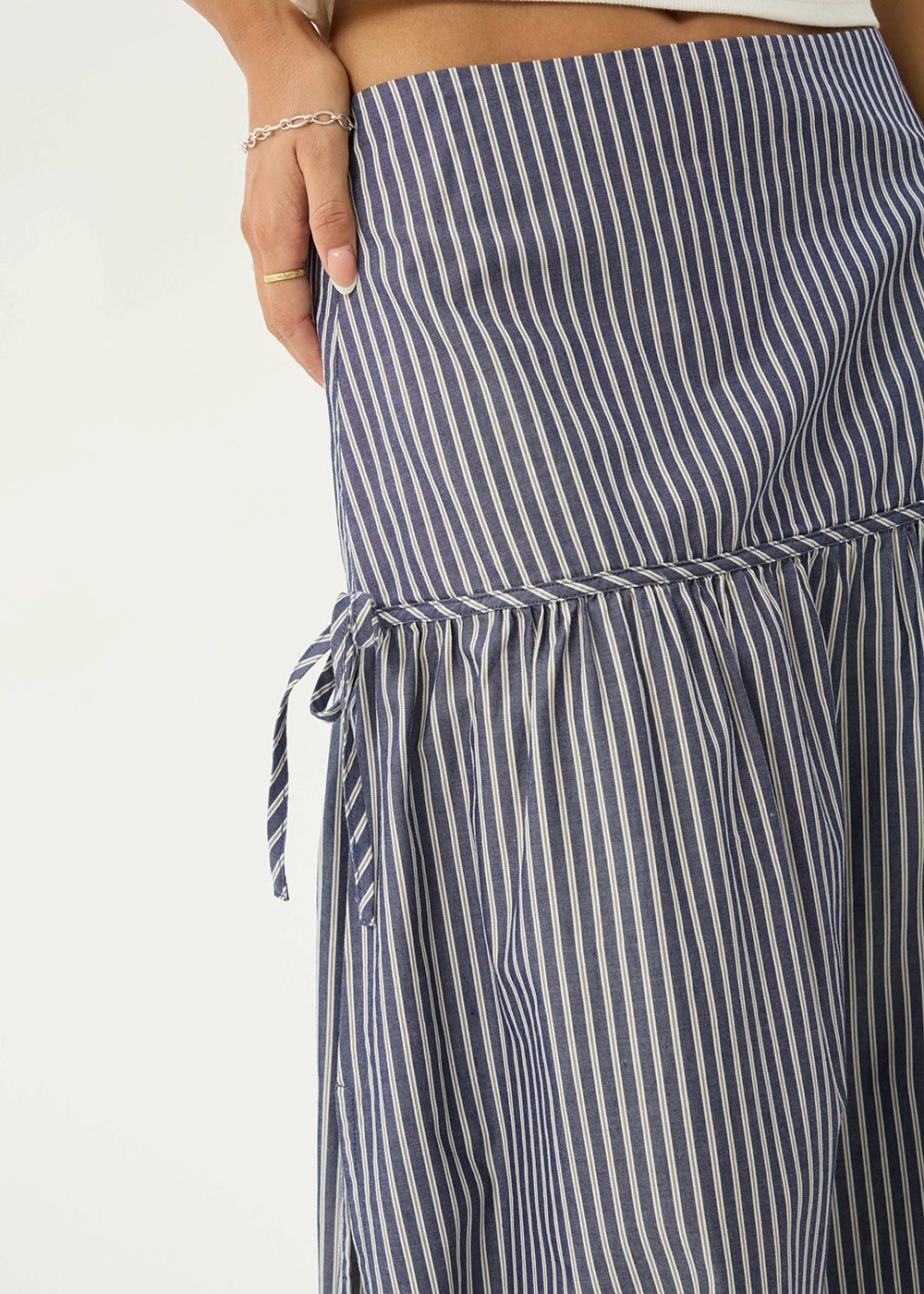 AFENDS Womens Nadia - Maxi Skirt - Navy Stripe