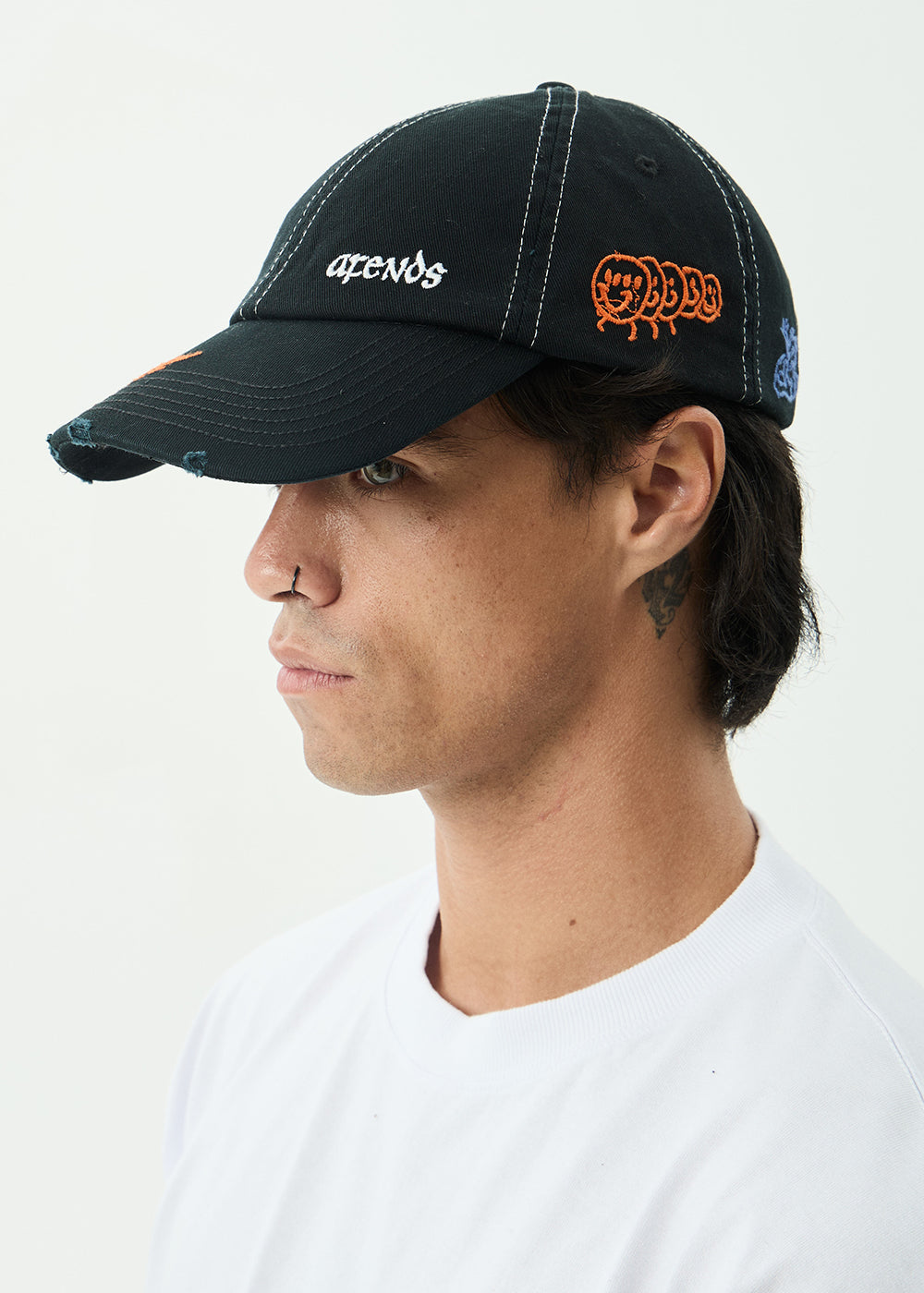 AFENDS Mens Leap - Six Panel Cap - Stone Black