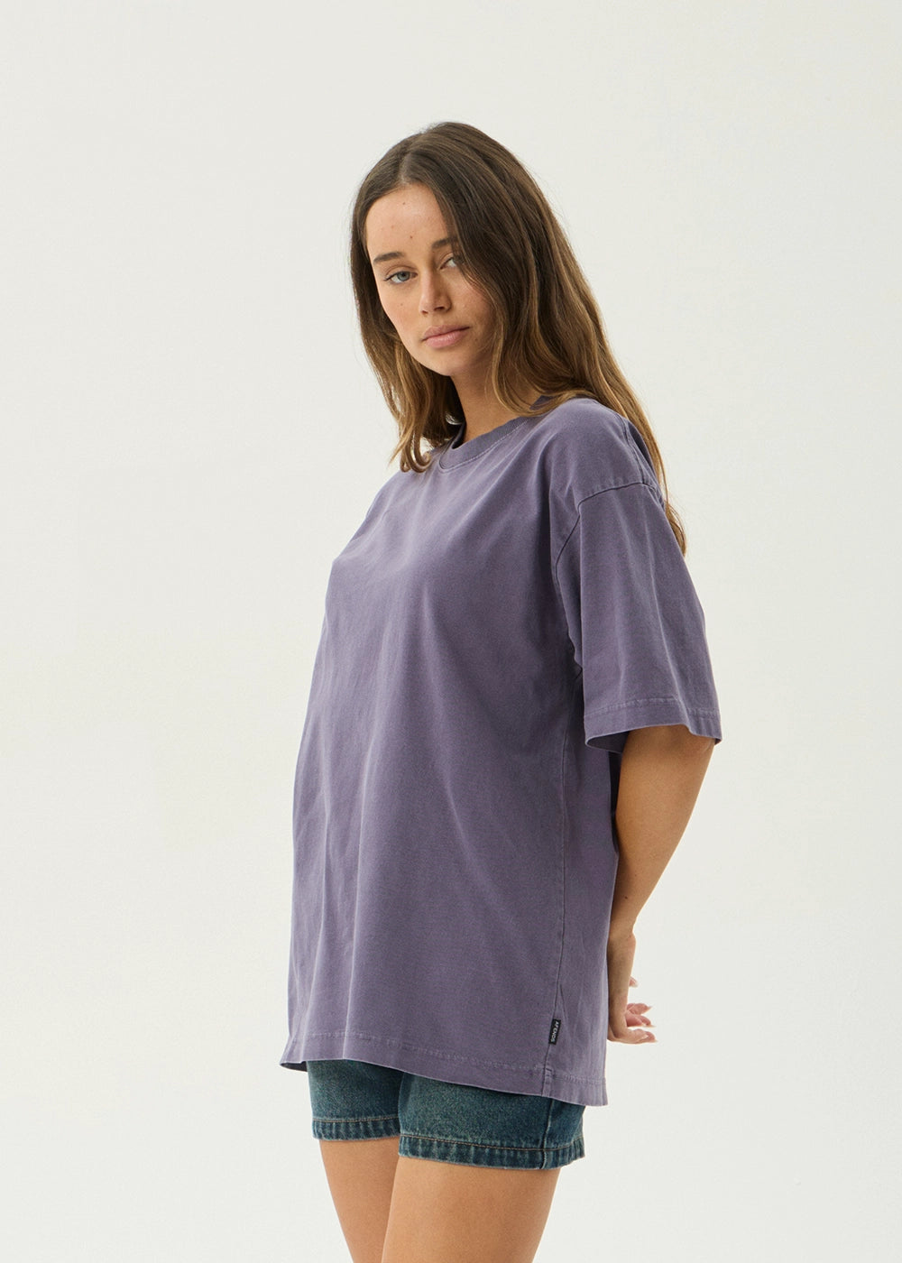 AFENDS Mens Genesis - Heavyweight Boxy Tee - Vintage Aubergine