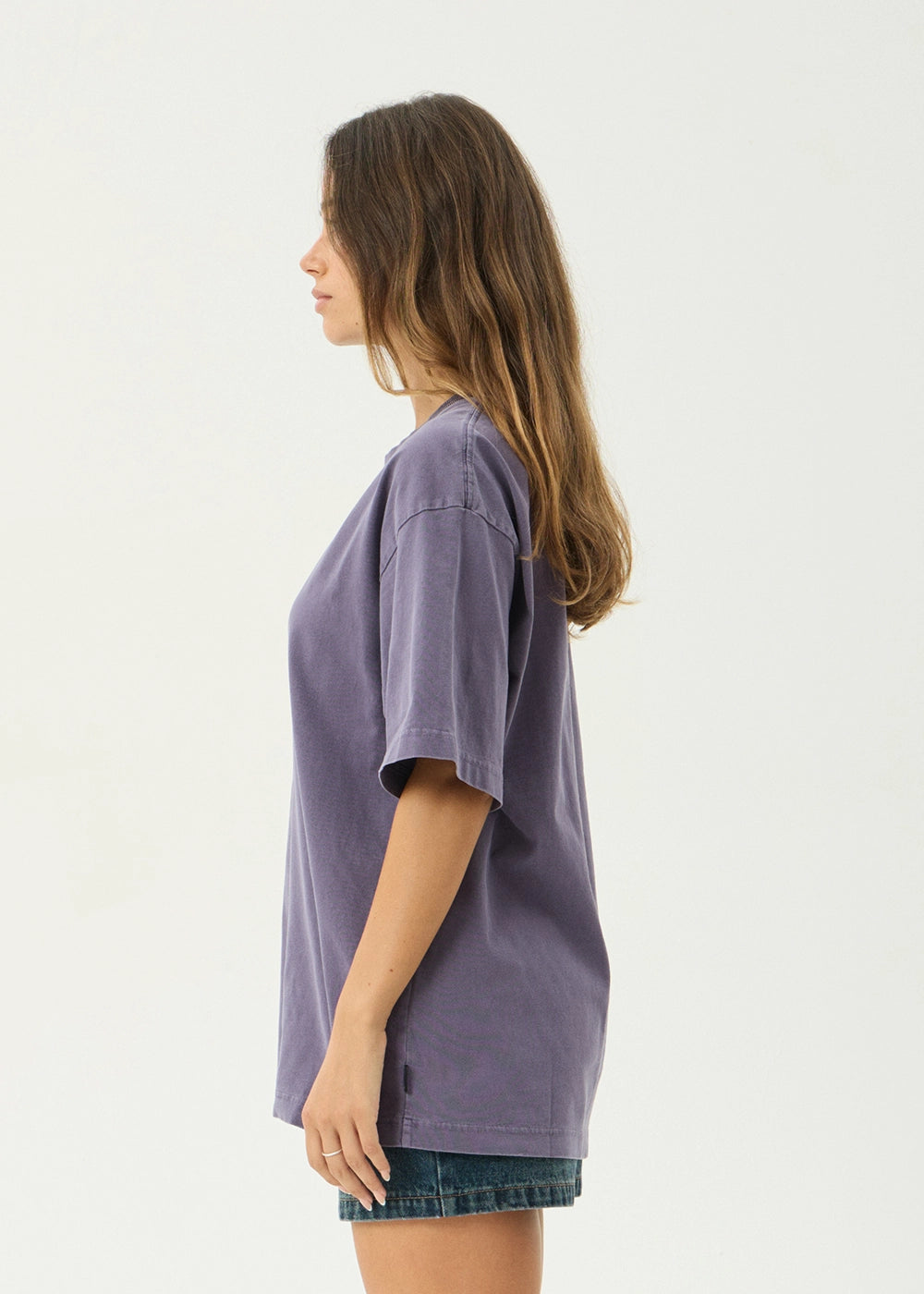 AFENDS Mens Genesis - Heavyweight Boxy Tee - Vintage Aubergine