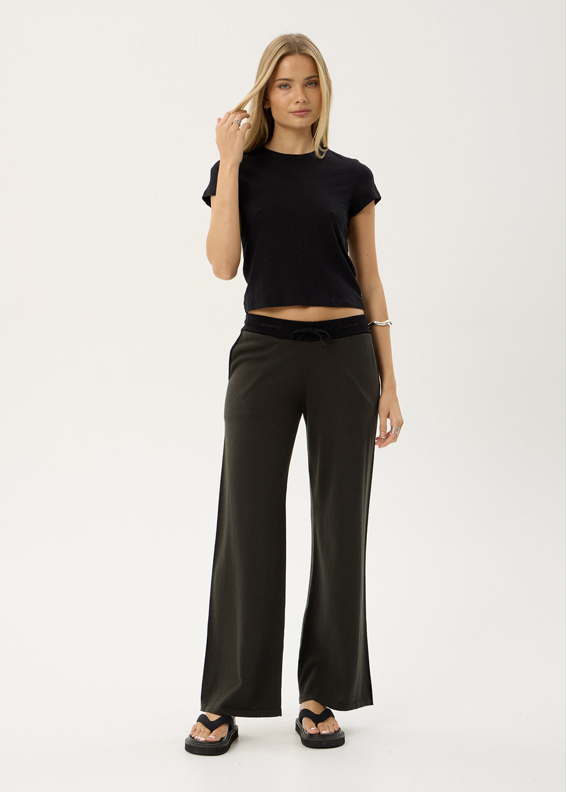 AFENDS Womens Emery - Knit Pants - Thyme