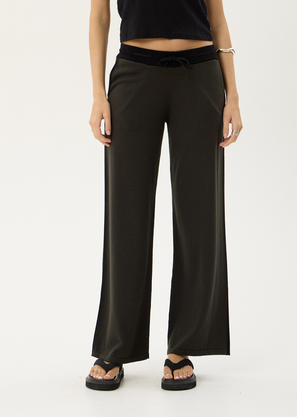 AFENDS Womens Emery - Knit Pants - Thyme