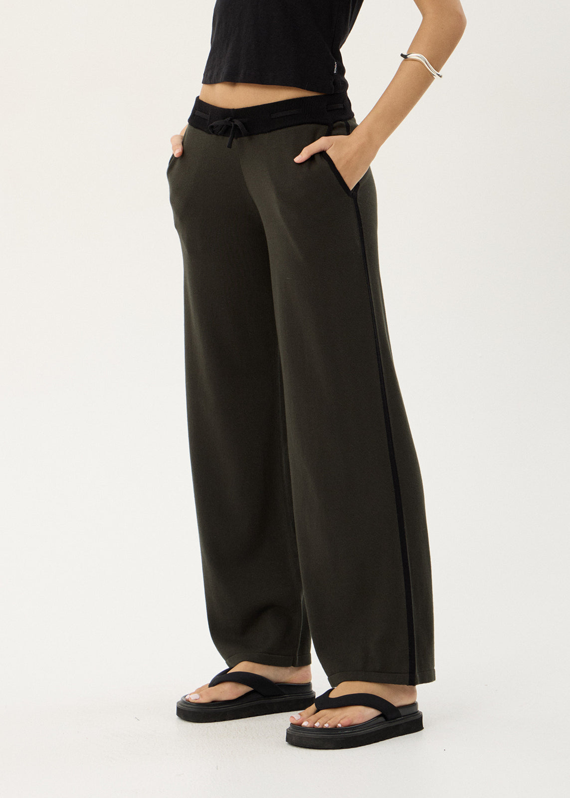 AFENDS Womens Emery - Knit Pants - Thyme