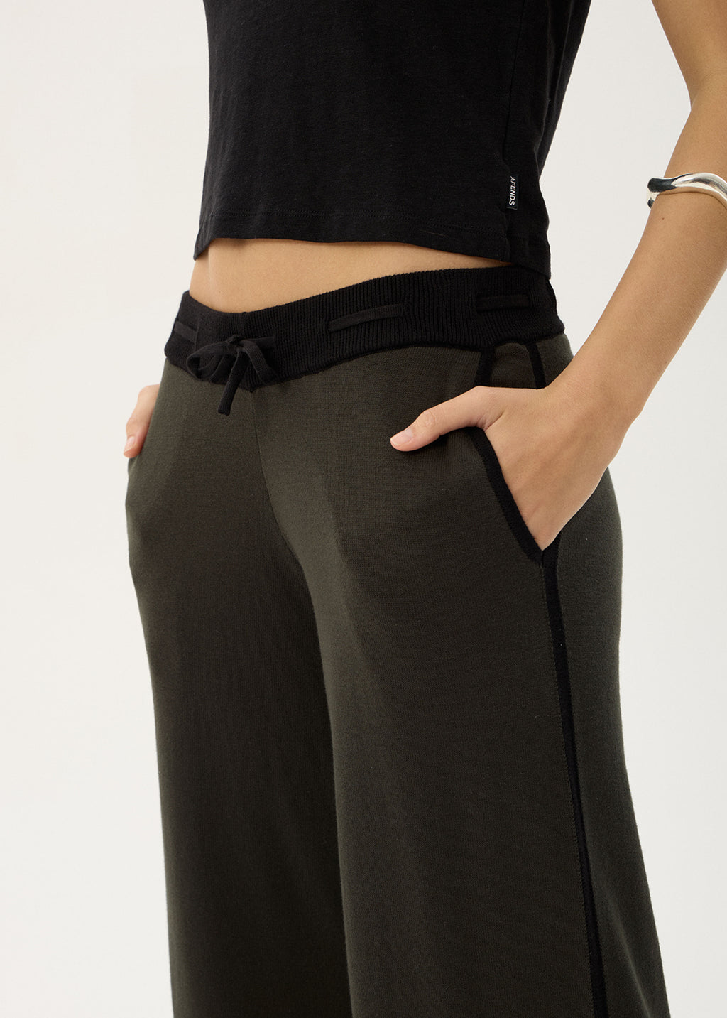 AFENDS Womens Emery - Knit Pants - Thyme