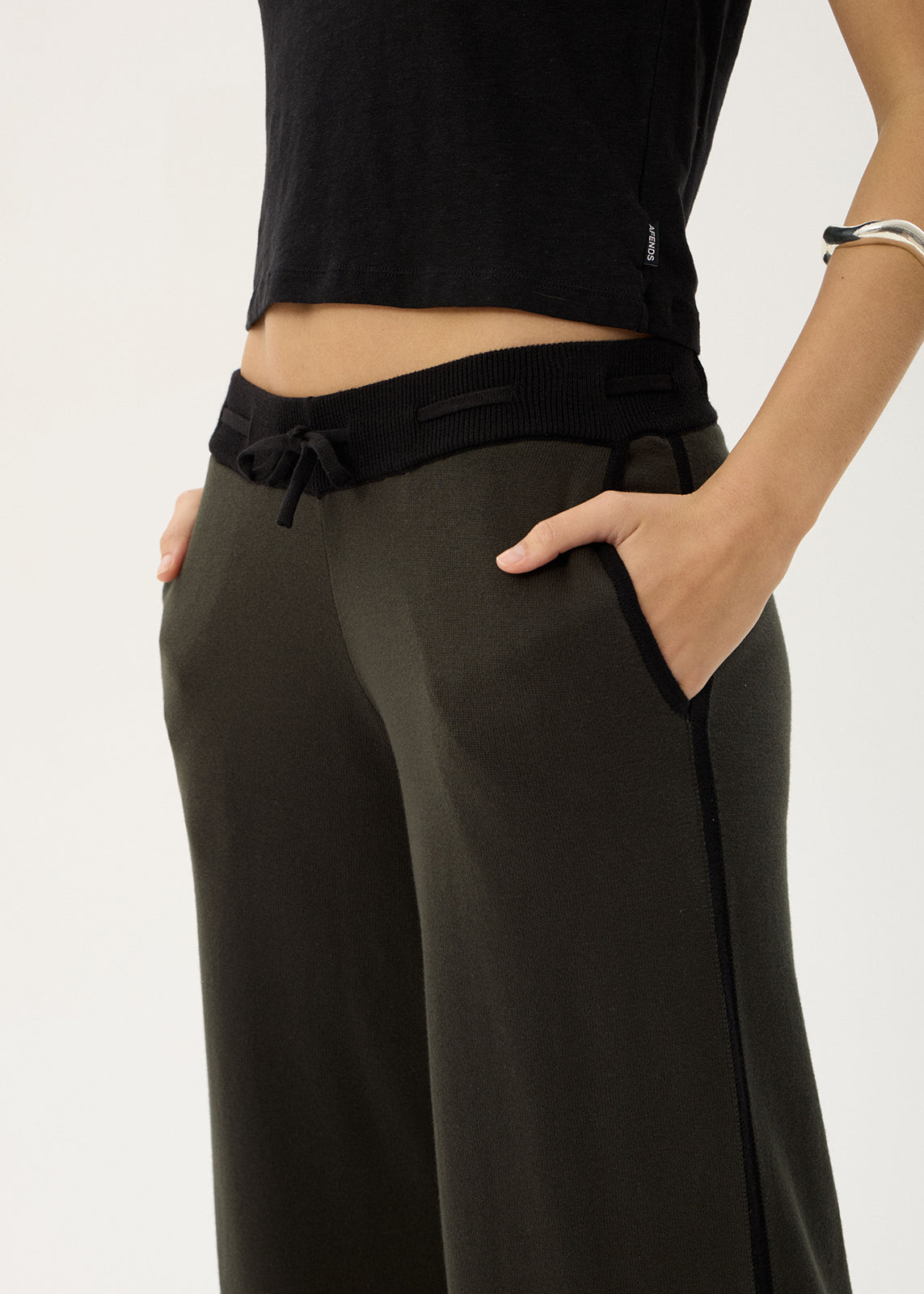 AFENDS Womens Emery - Knit Pants - Thyme