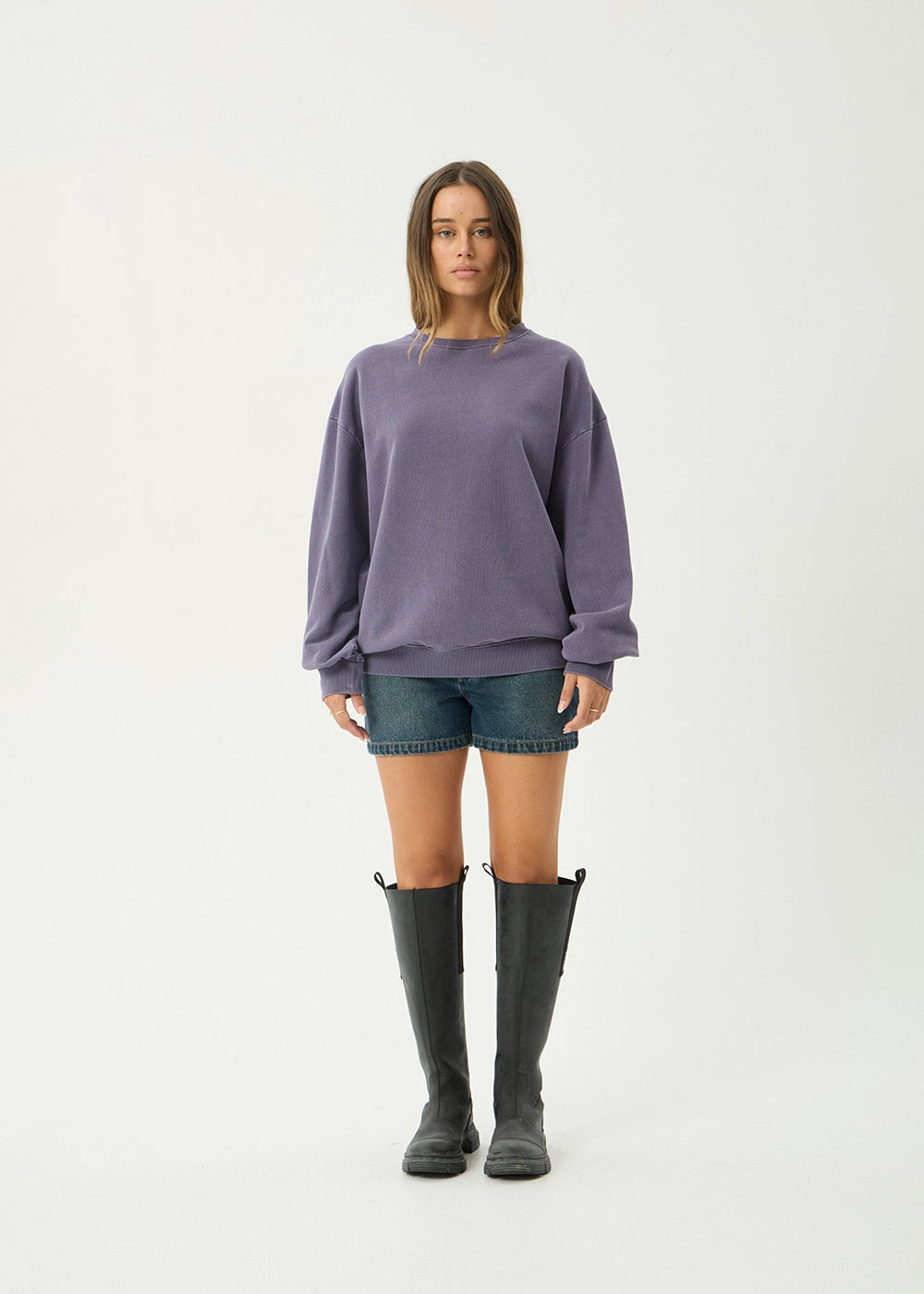 AFENDS Mens Genesis - Crew Neck - Vintage Aubergine