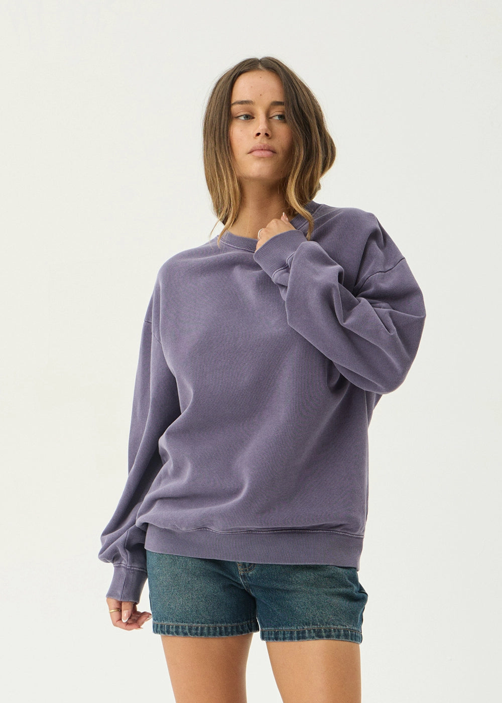 AFENDS Mens Genesis - Crew Neck - Vintage Aubergine