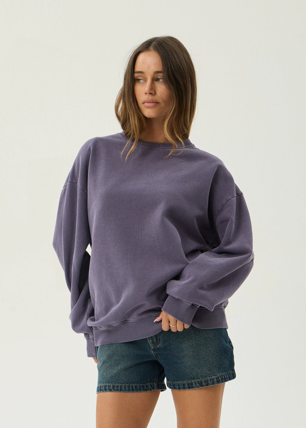 AFENDS Mens Genesis - Crew Neck - Vintage Aubergine