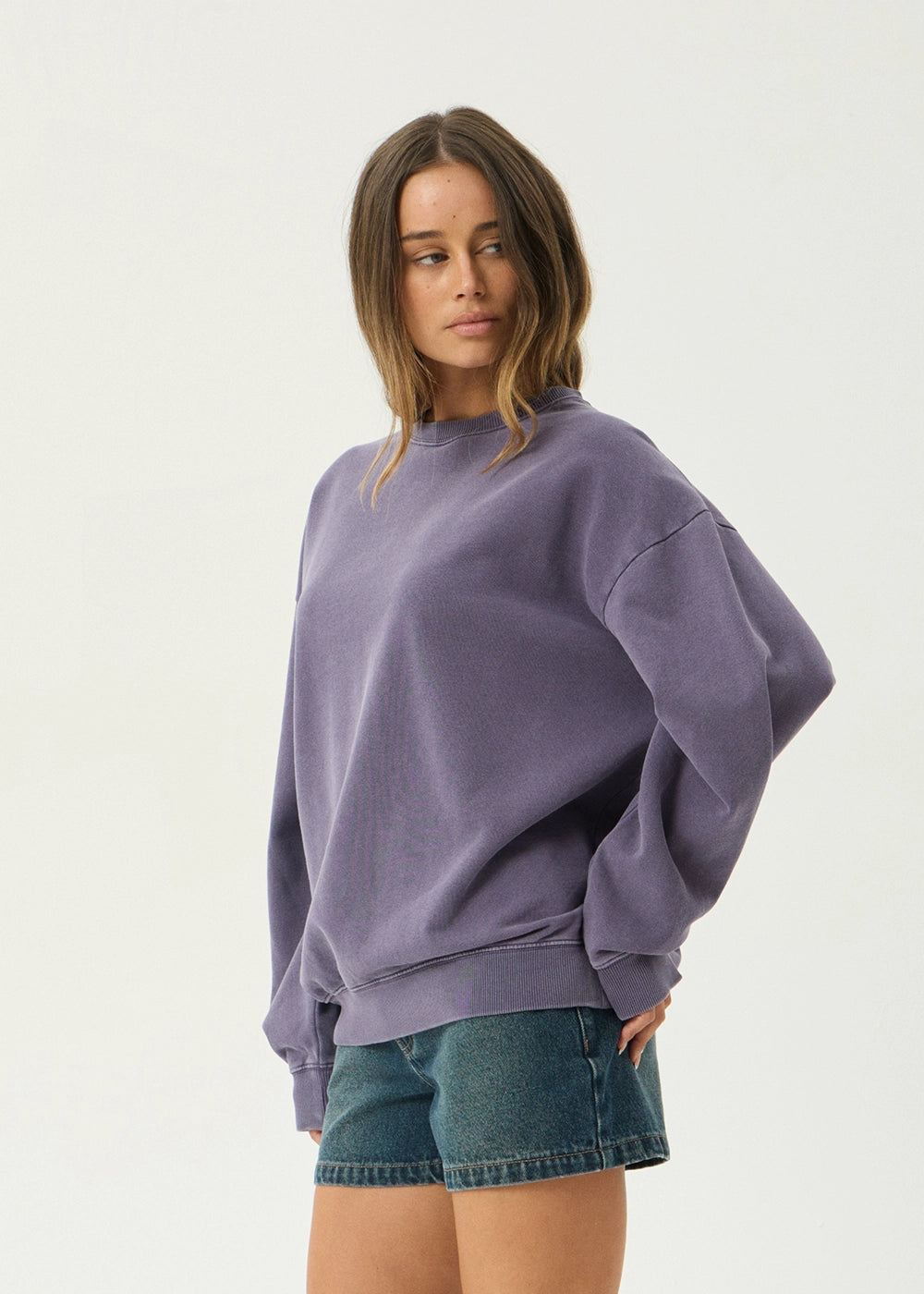 AFENDS Mens Genesis - Crew Neck - Vintage Aubergine