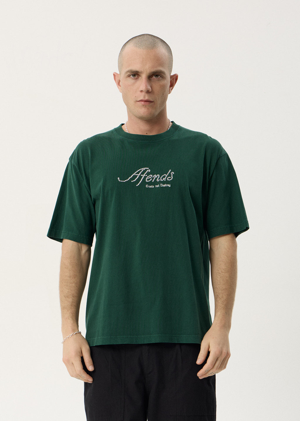 AFENDS Mens Horoscope - Boxy Tee - Washed Pine