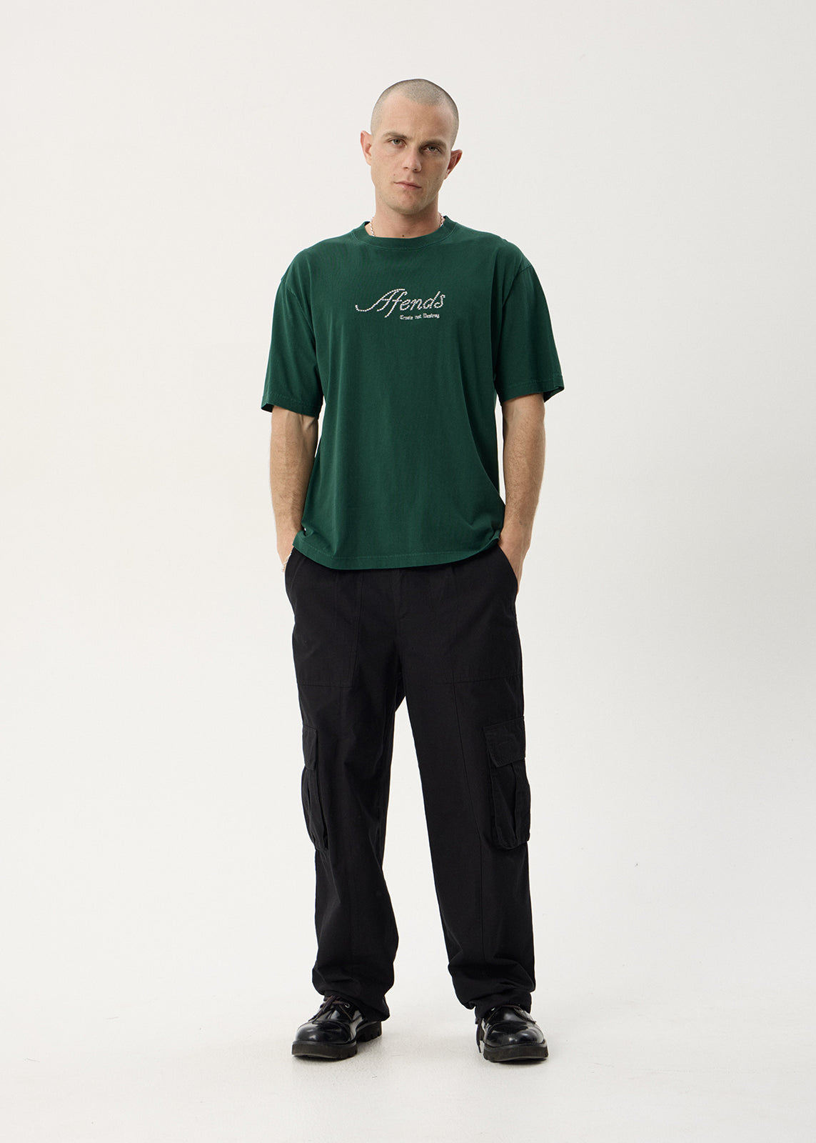 AFENDS Mens Horoscope - Boxy Tee - Washed Pine