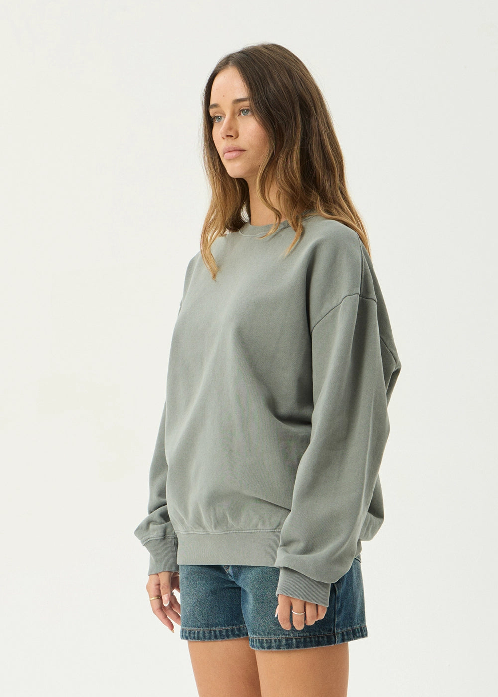 AFENDS Mens Genesis - Crew Neck - Washed Sycamore