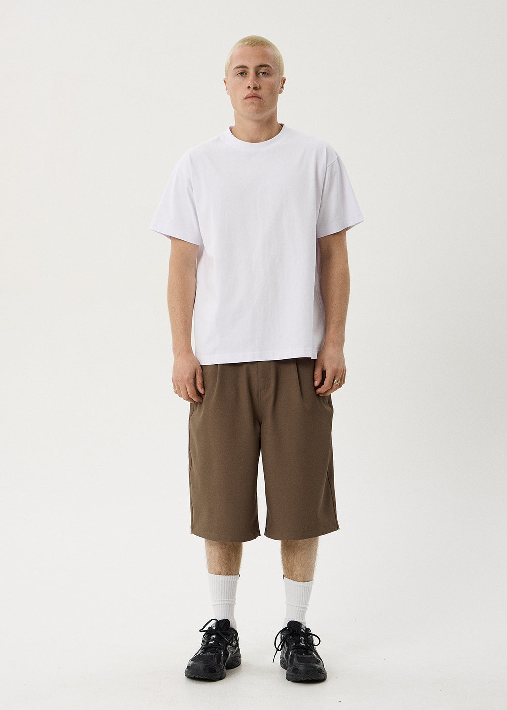 AFENDS Mens Fast Forward - Baggy Pleated Short 24" - Fossil