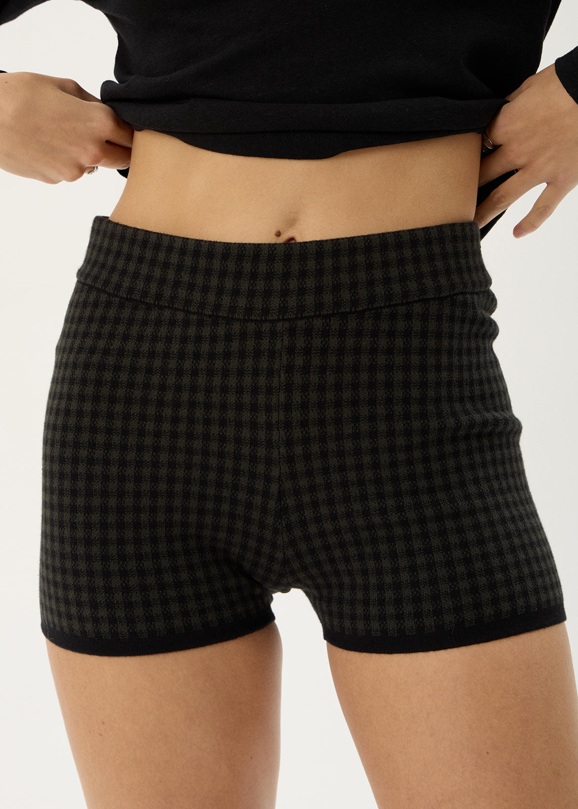 AFENDS Womens Addison - Knit Short - Thyme Gingham