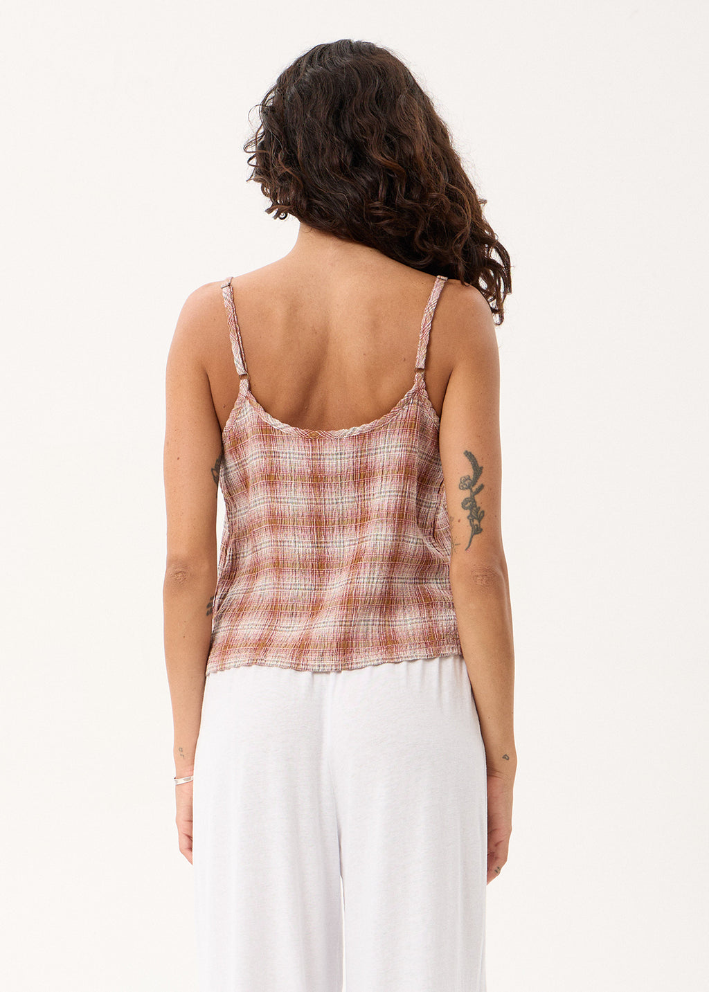 AFENDS Bree - Seersucker Sleeveless Top - Desert Check