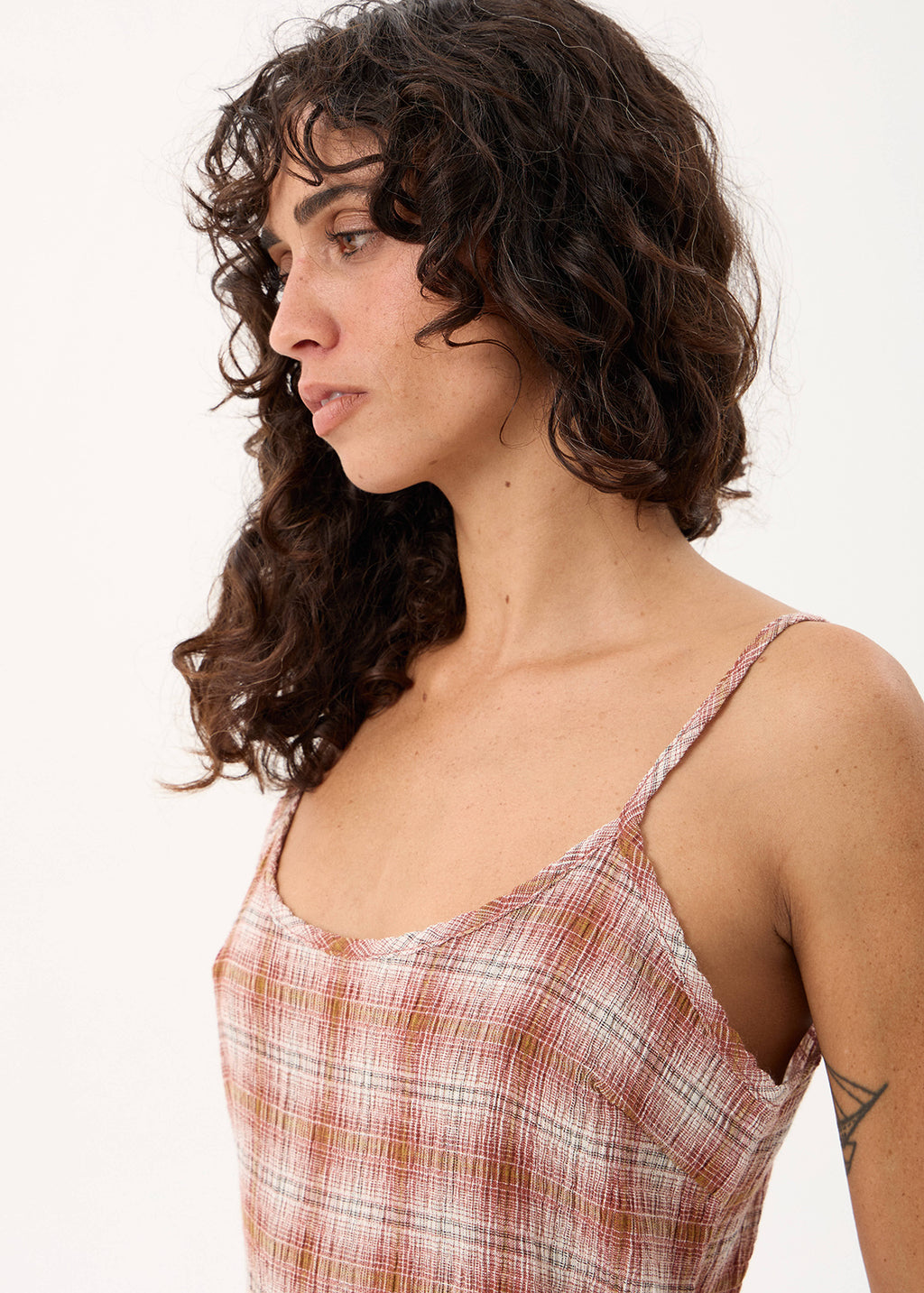 AFENDS Bree - Seersucker Sleeveless Top - Desert Check