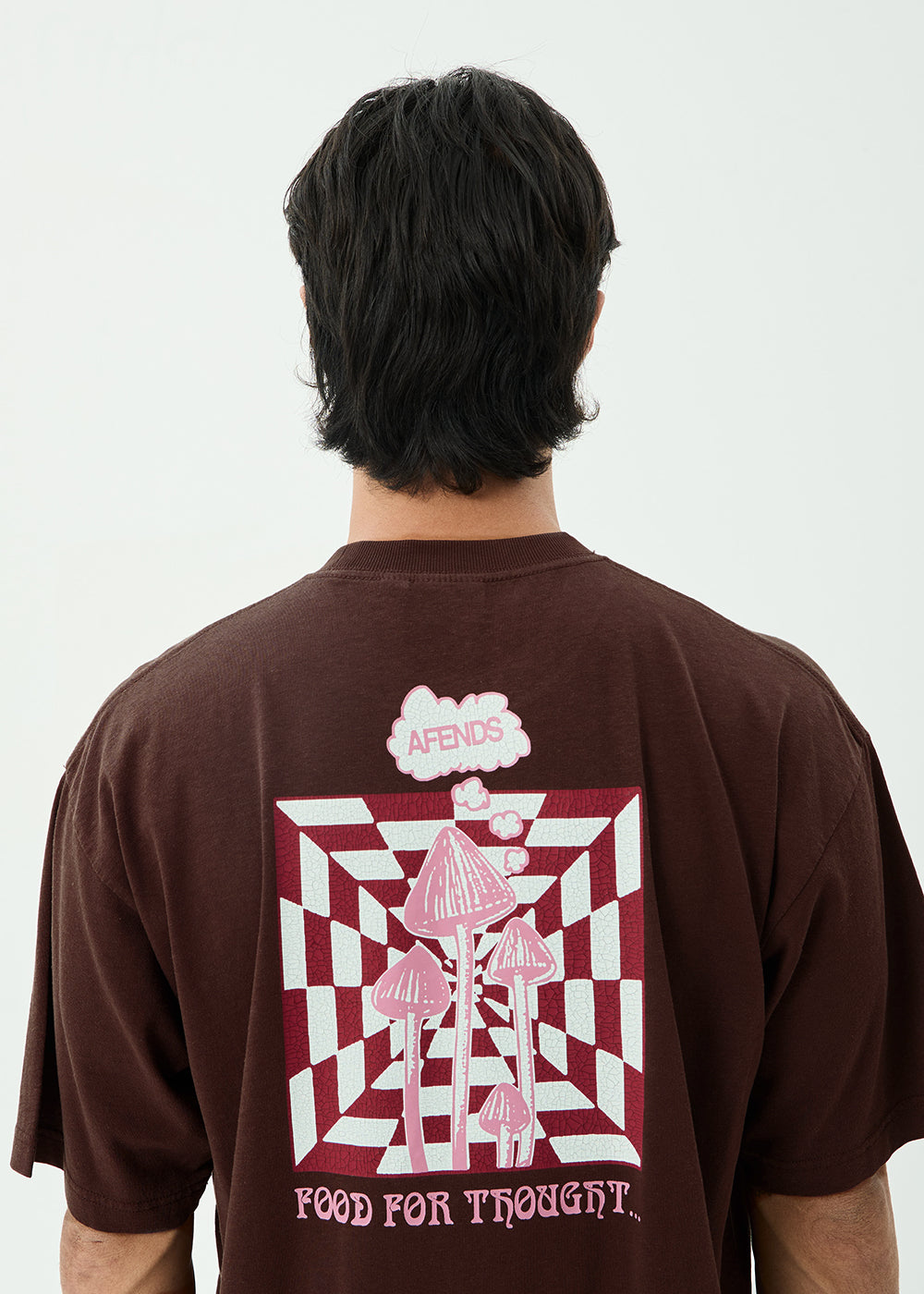 AFENDS Mens Perception - Boxy Tee - Washed Coffee