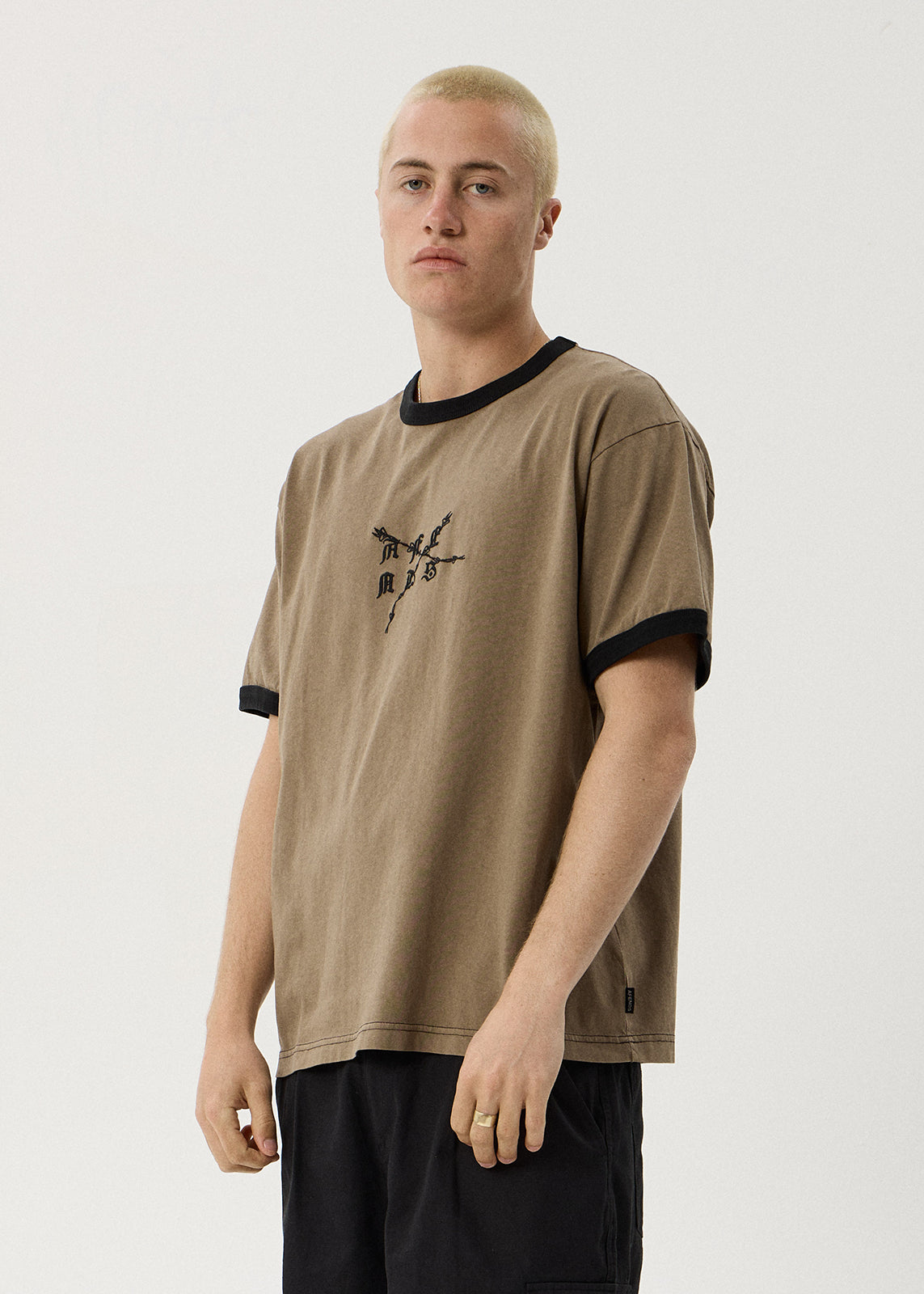AFENDS Stem - Boxy Ringer Tee - Vintage Fossil