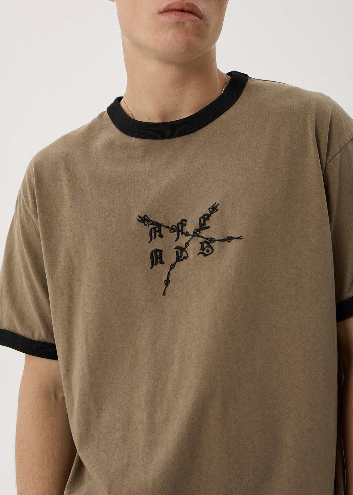 AFENDS Stem - Boxy Ringer Tee - Vintage Fossil