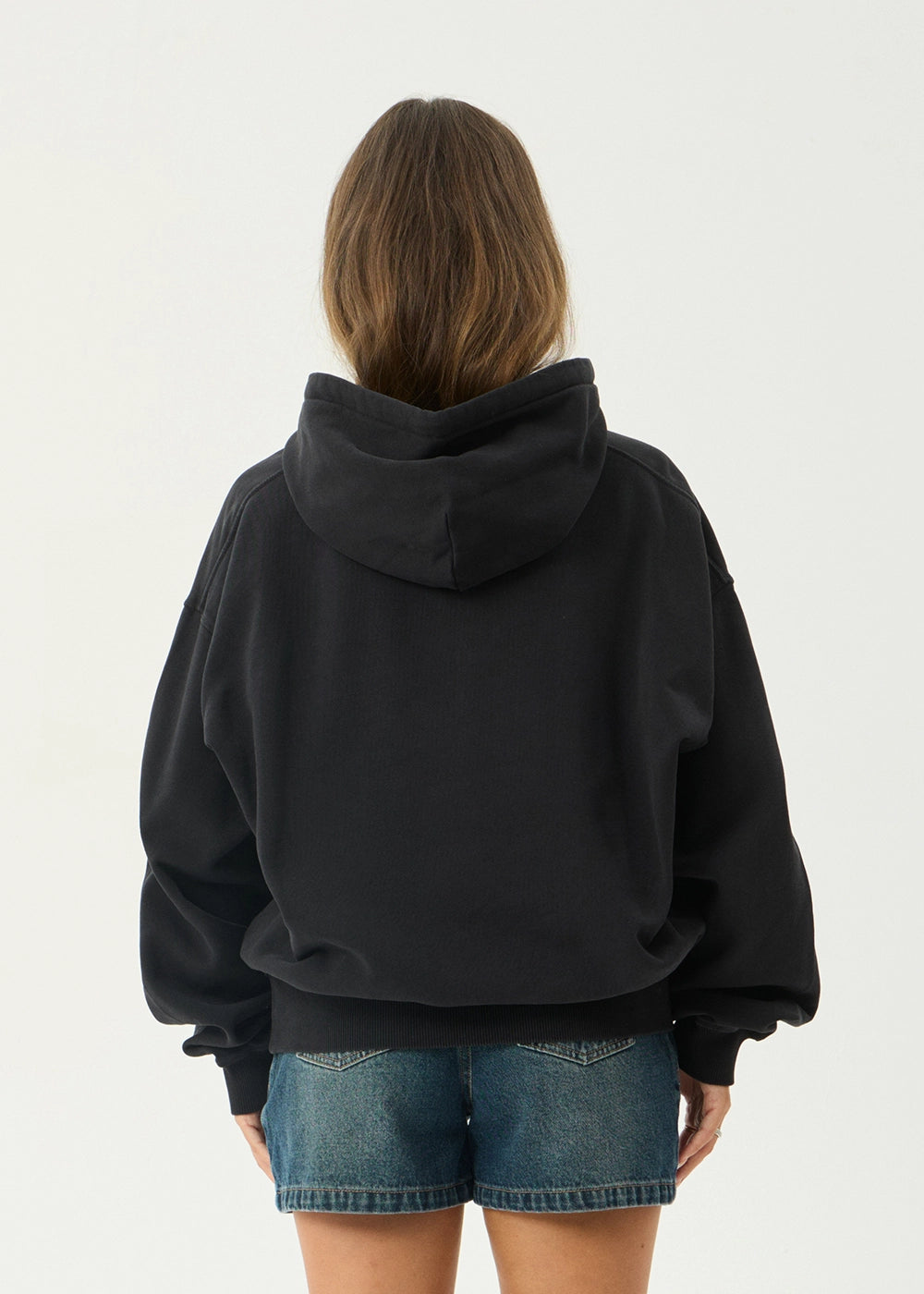 AFENDS Mens Genesis - Boxy Pull On Hood - Stone Black