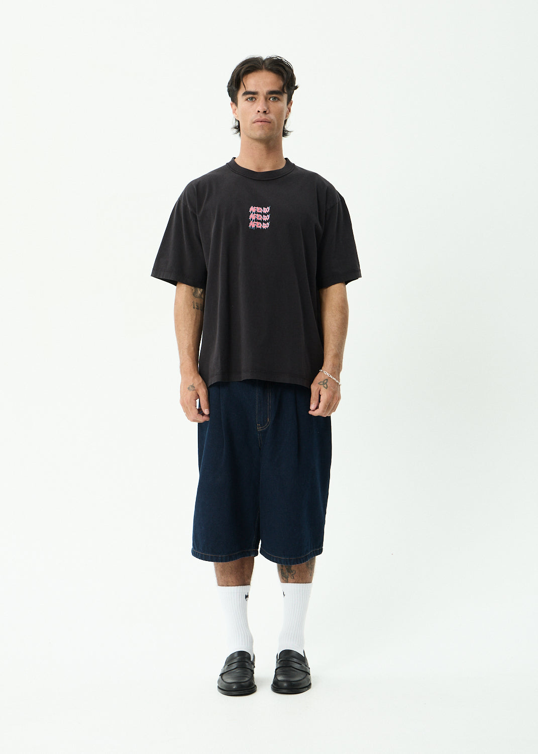 AFENDS Repetition - Boxy Tee - Stone Black