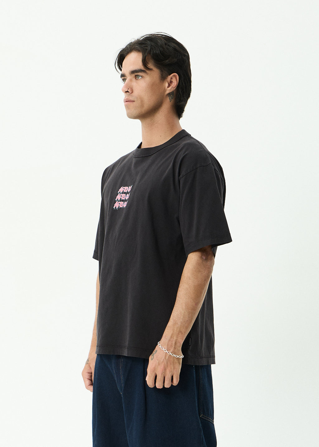 AFENDS Repetition - Boxy Tee - Stone Black