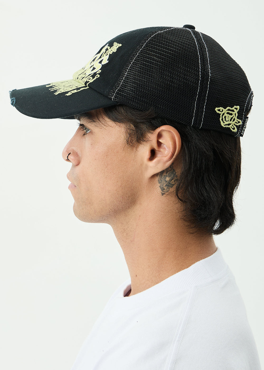 AFENDS Mens Pent-A-Gone - Six Panel Mesh Cap - Stone Black