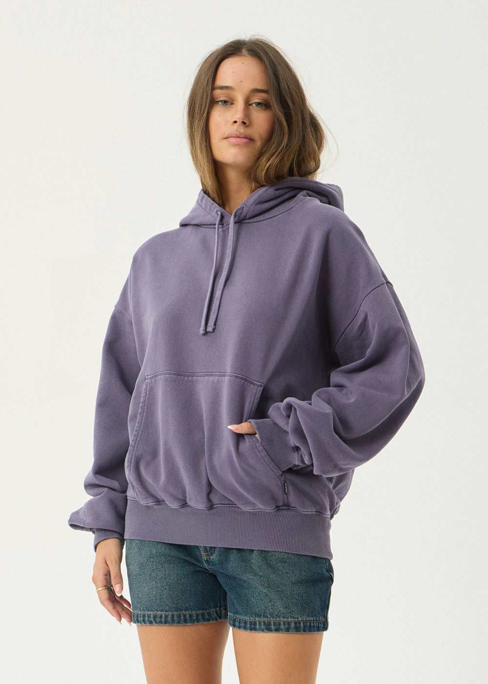 AFENDS Mens Genesis - Boxy Pull On Hood - Vintage Aubergine