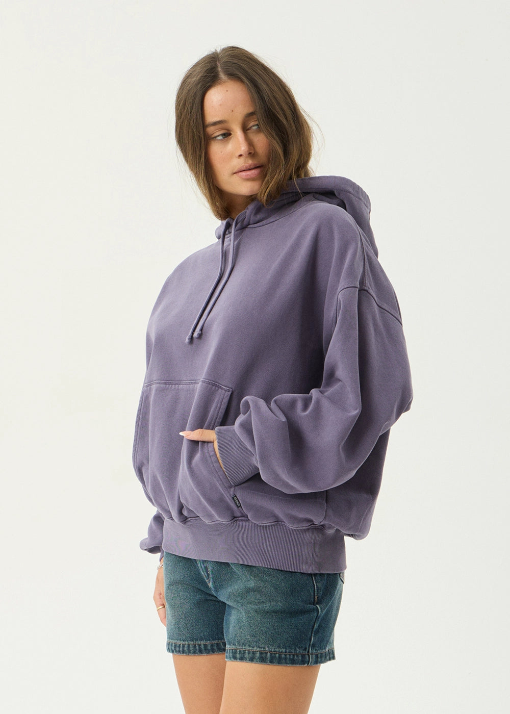 AFENDS Mens Genesis - Boxy Pull On Hood - Vintage Aubergine