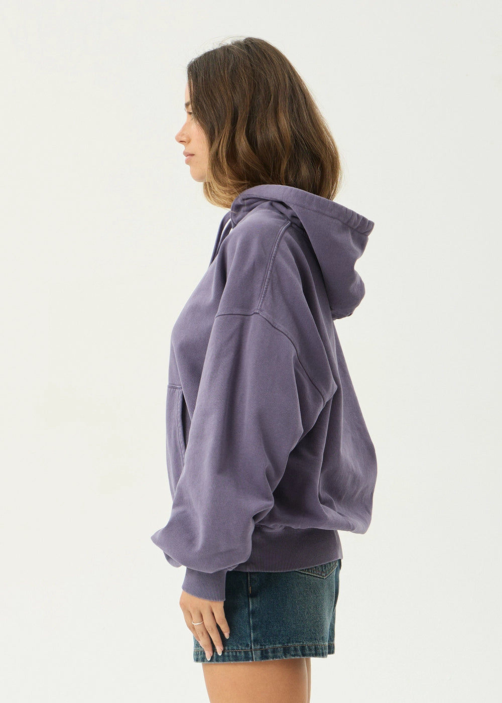AFENDS Mens Genesis - Boxy Pull On Hood - Vintage Aubergine