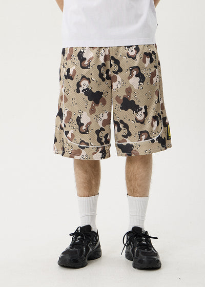 AFENDS Mens Desert Angel - Basketball Short 22" - Desert Camo