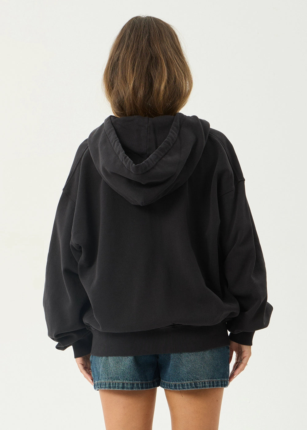 AFENDS Mens Genesis - Boxy Zip Hood - Stone Black