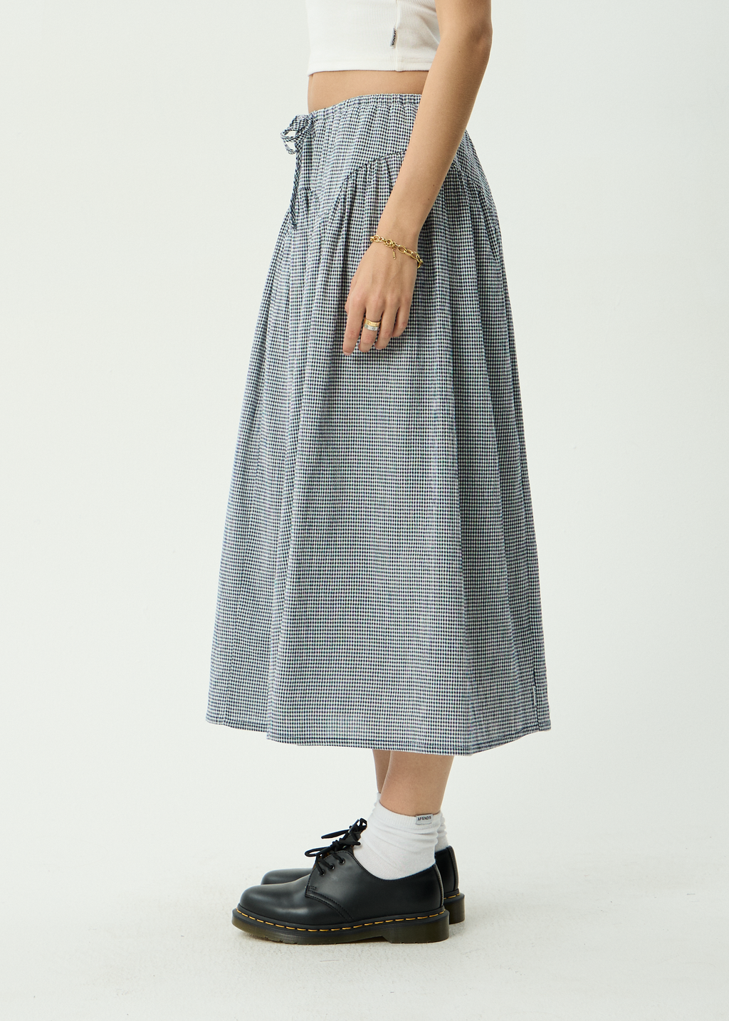 AFENDS Womens Marlow - Midi Skirt - Indy Navy Check