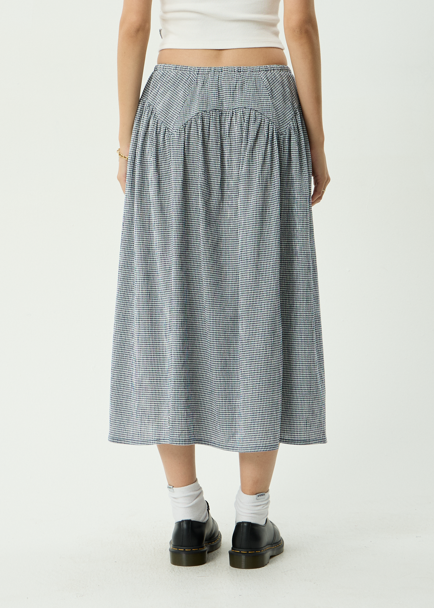 AFENDS Womens Marlow - Midi Skirt - Indy Navy Check