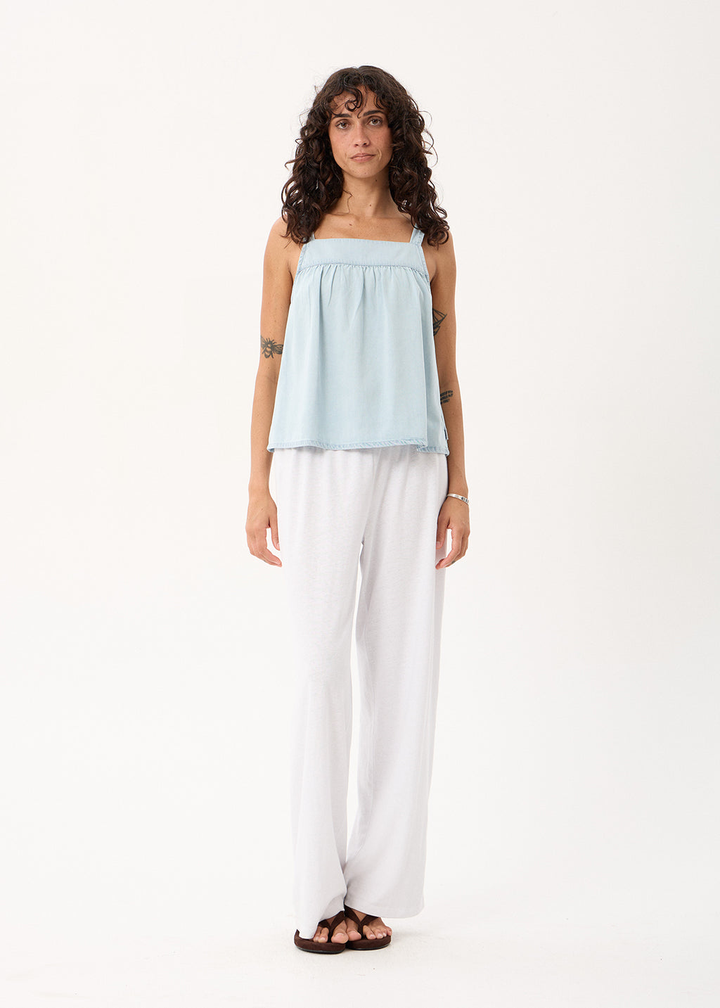 AFENDS Candice - Chambray Cami Top - Light Blue