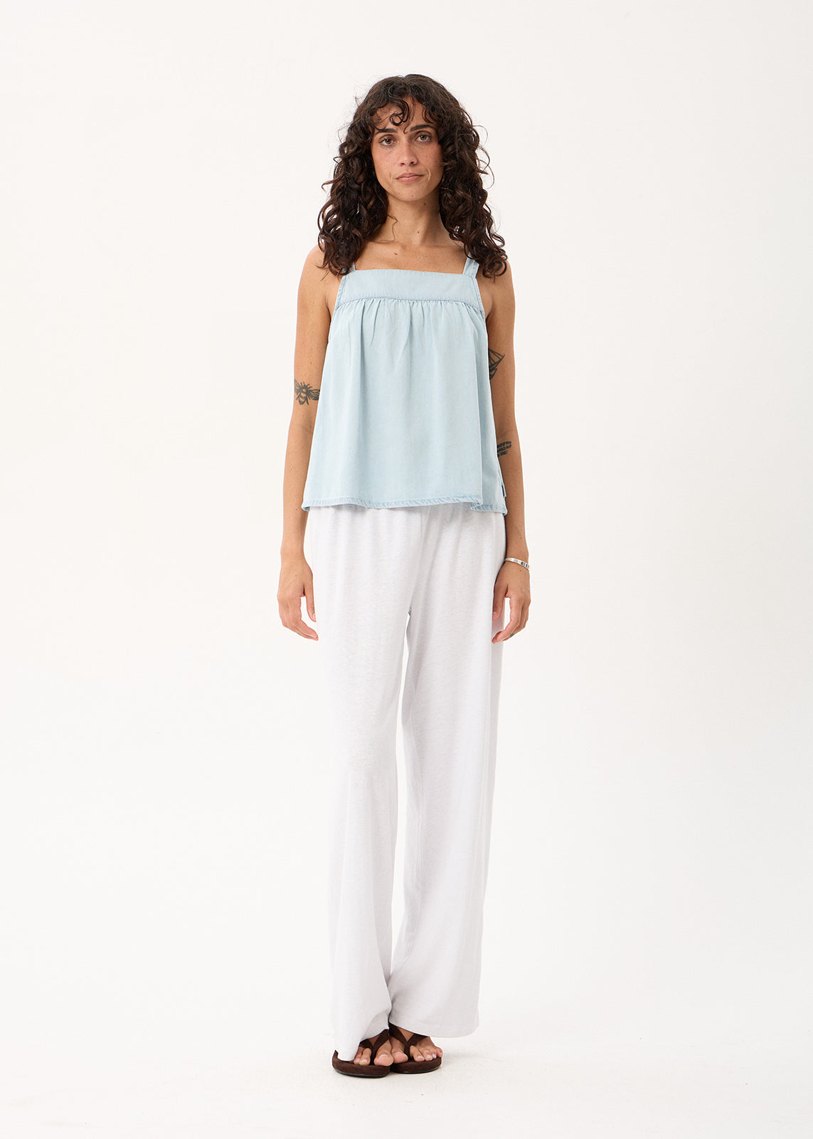 AFENDS Candice - Chambray Cami Top - Light Blue