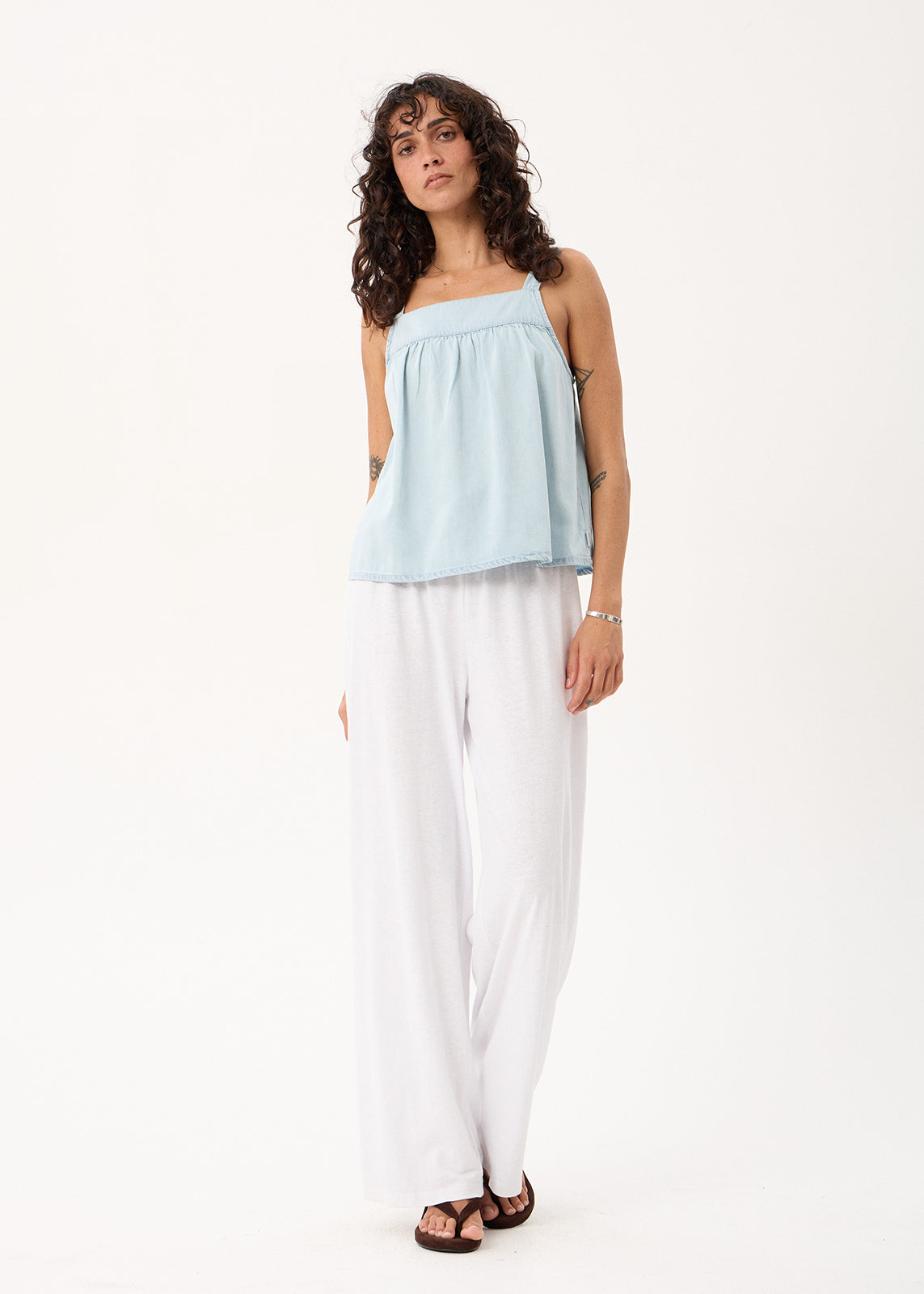 AFENDS Candice - Chambray Cami Top - Light Blue
