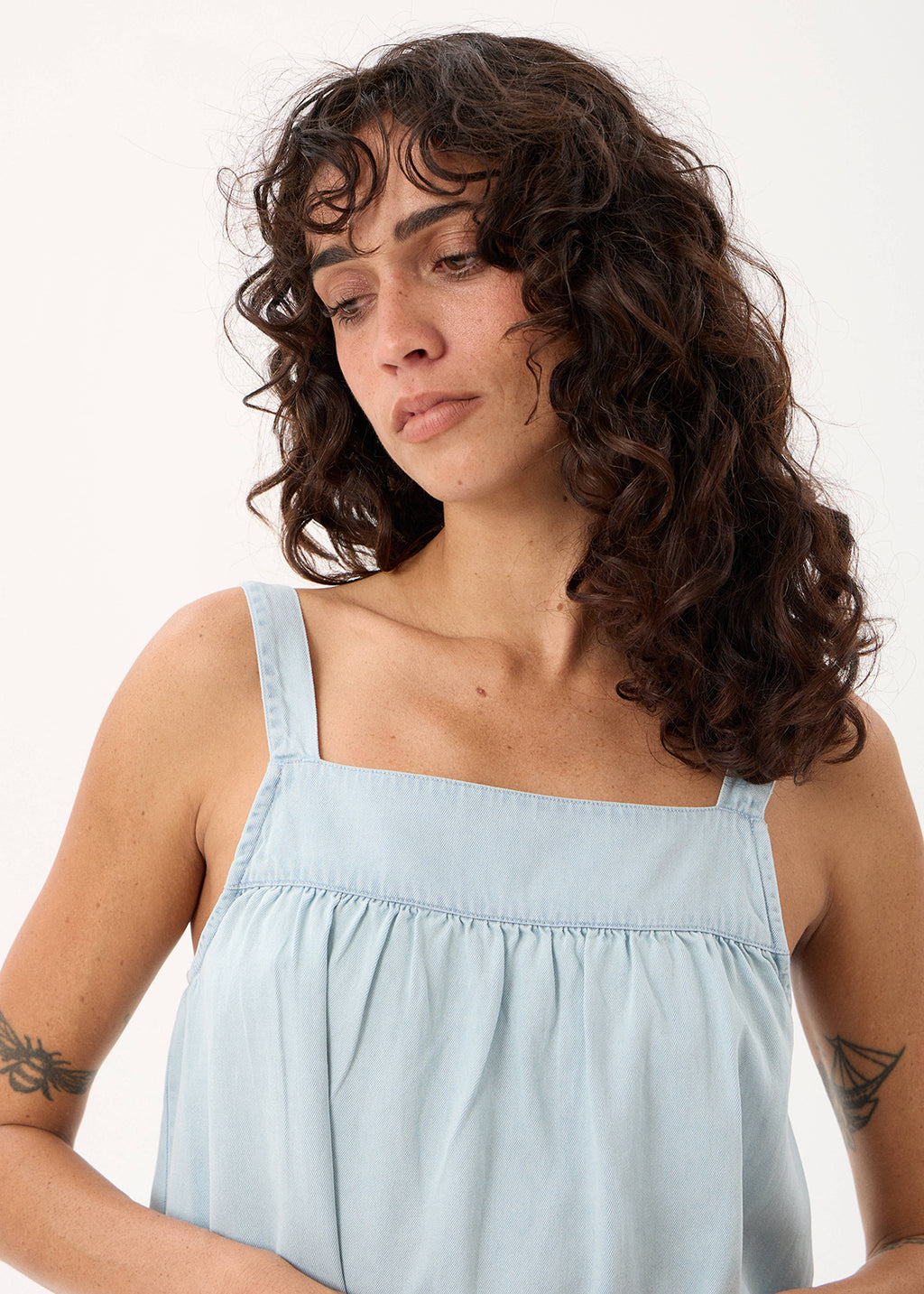 AFENDS Candice - Chambray Cami Top - Light Blue