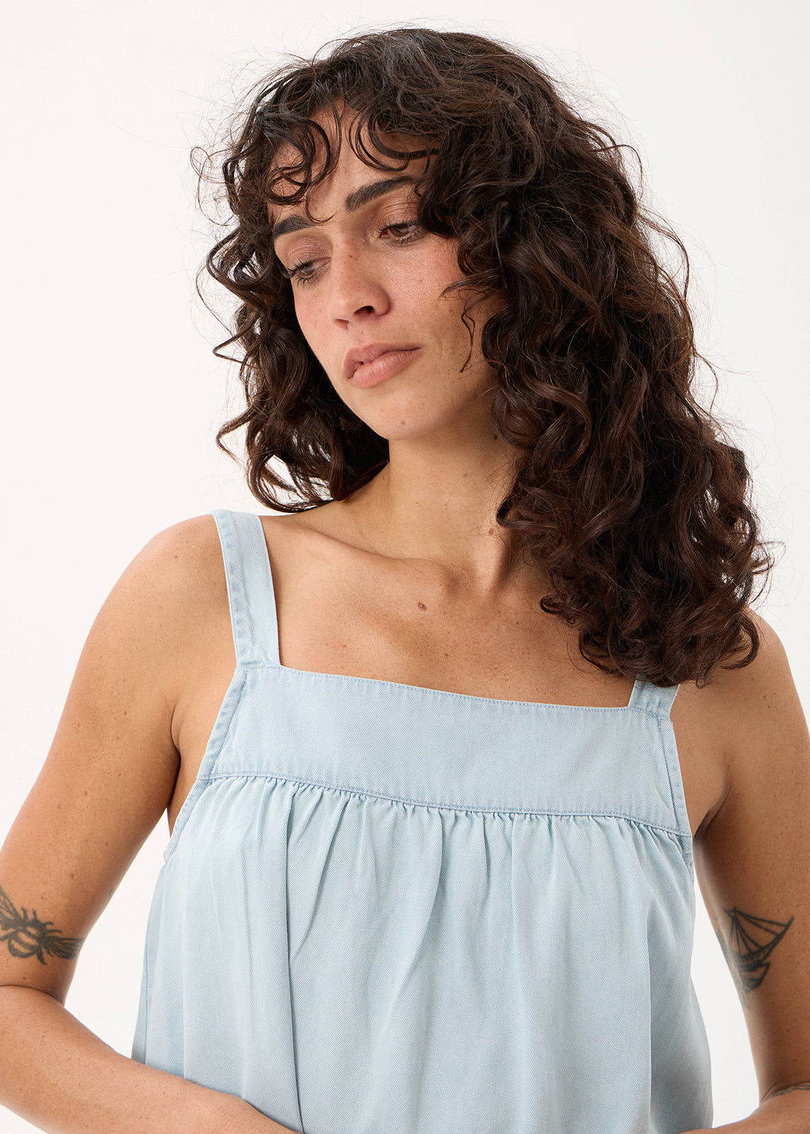 AFENDS Candice - Chambray Cami Top - Light Blue